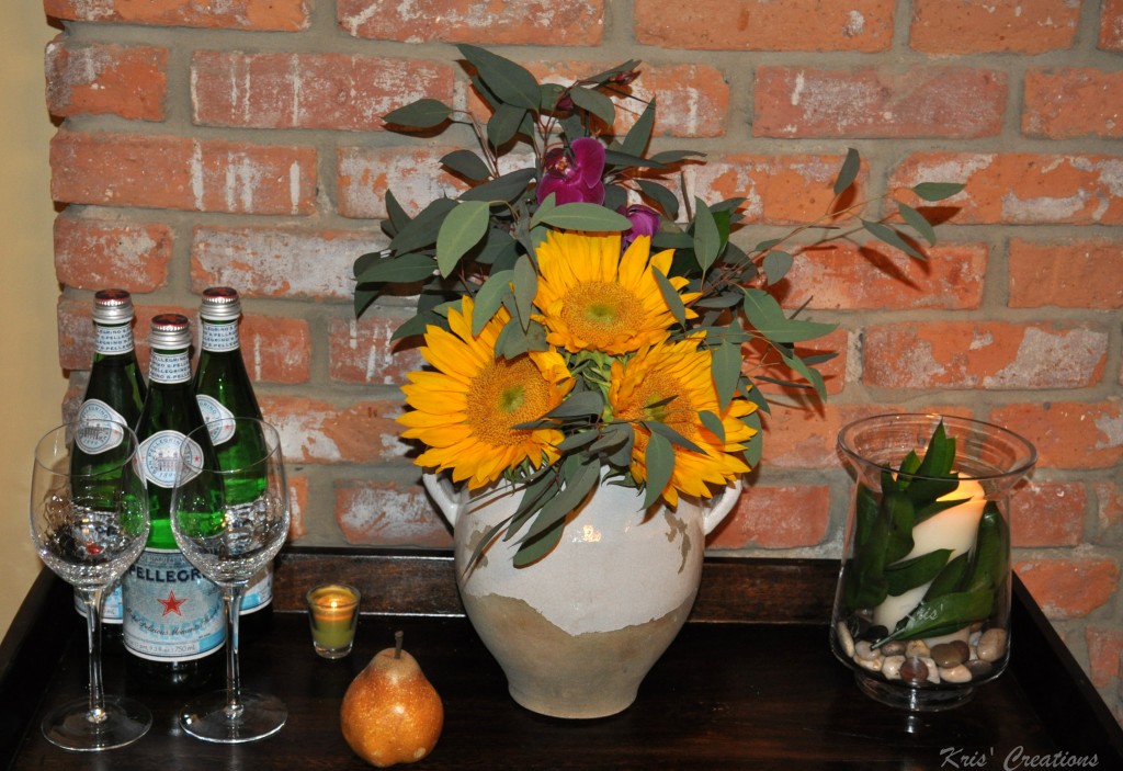 Three Sunflowers in a Tuscan Urn